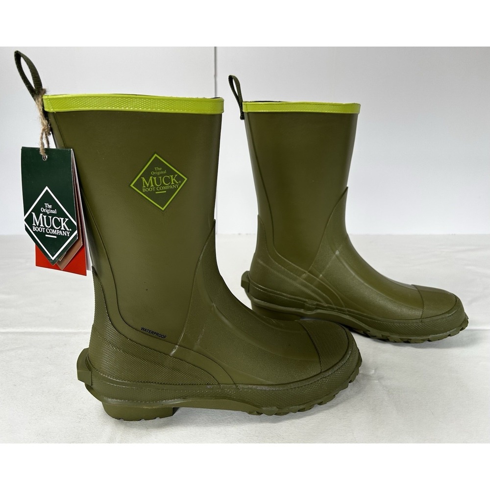 NWT MUCK BOOT COMPANY Men's Harvester Capulet Olive/Lime Green Mid Rubber Boots